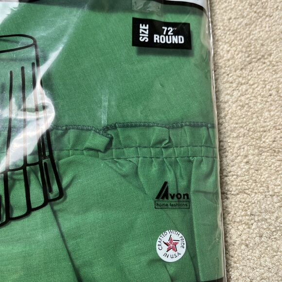 VTG NOS 70" RUFFLED Green Round Tablecloth Holiday‎ Avon Home Fashion USA Made - Picture 2 of 6